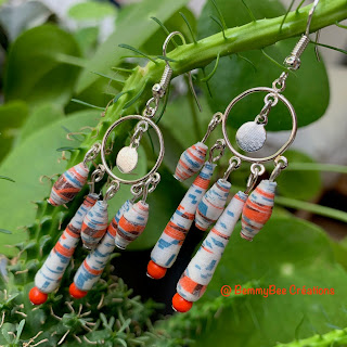 boucles d'oreilles papier recyclé tourné