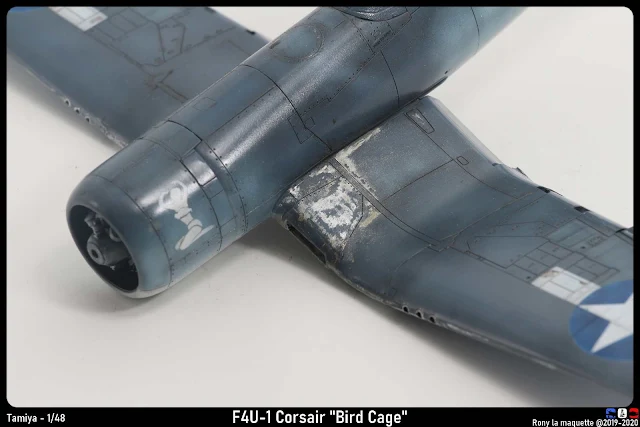 Les éraillures du F4U-1 Corsair de Tamiya au 1/48.