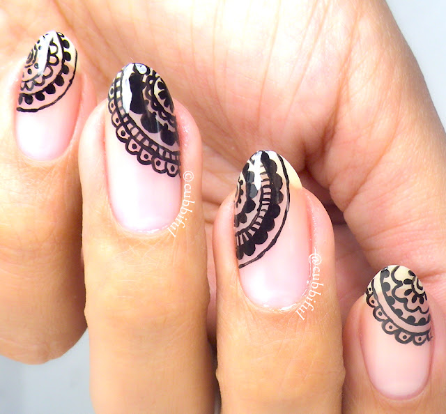 Freehand Negative Space Mandala Nails