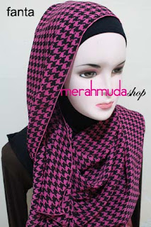 pashmina sifon motif hondstooth pink fanta