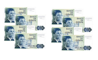 ocho billetes de diez mil pesetas