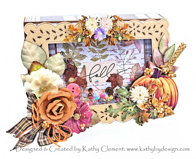 Prima Hello Pink Autumn, Really Reasonable Ribbon, Kathy Clement, Shaker Card