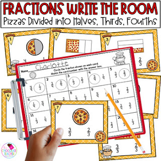 This fraction write the room activity is a great math center or whole class math activity when introducing fractions in first or second grade.