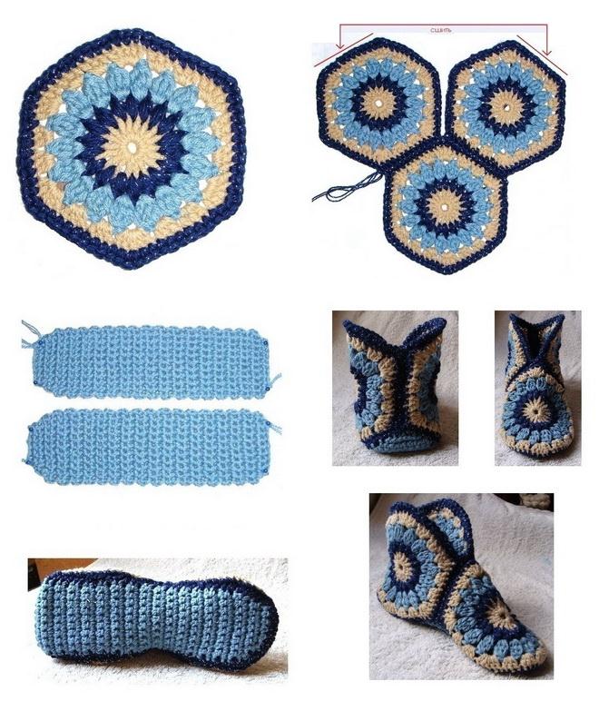 Crochet Hexagon Slippers steps