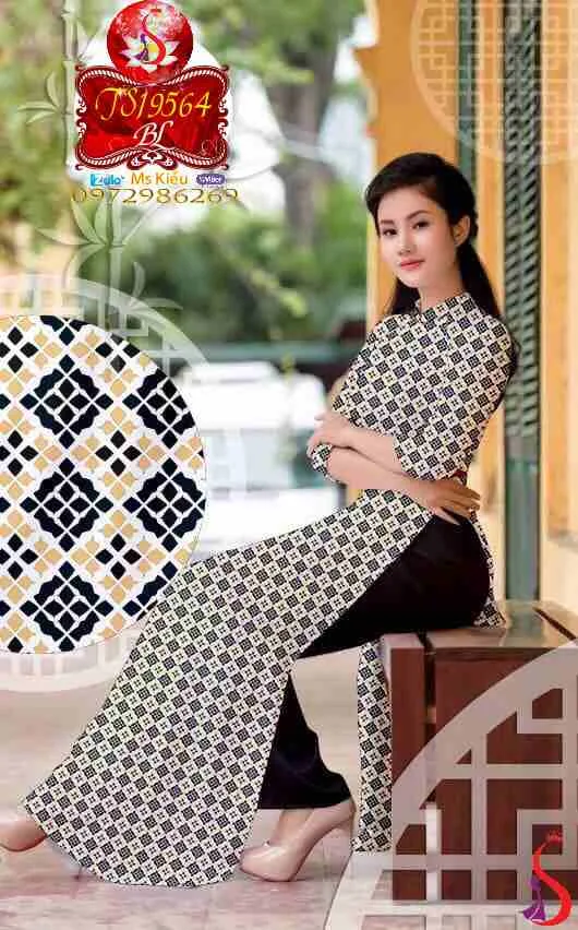 ÁO DÀI ĐẸP VIỆT NAM VỚI DESIGN CÔ BA SÀI GÒN TS19564