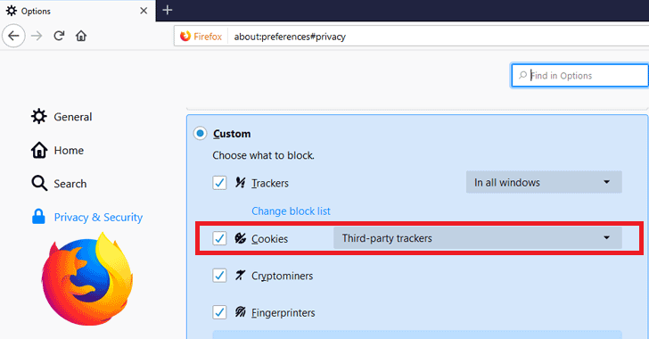 Firefox Web Browser Now Blocks Third-Party Tracking Cookies By Default