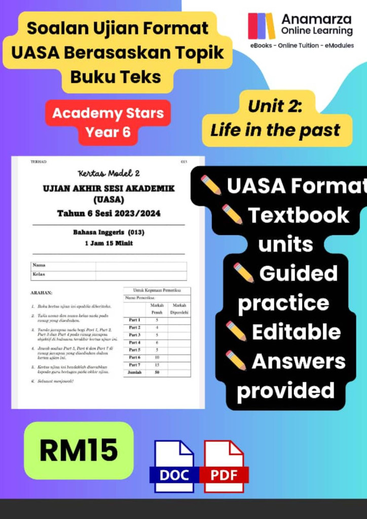 TAHUN 6 UNIT 2 SET SOALAN BI UASA