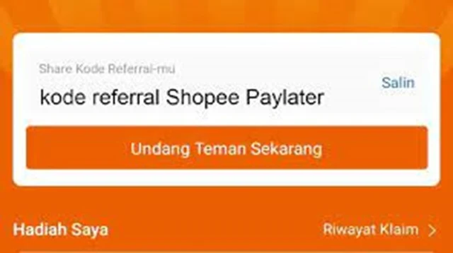 Kode Referral Shopee PayLater 9 Digit