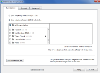 Cara sync folder lagu di Google Drive ke komputer