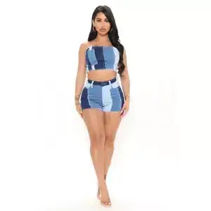 Women Short Jeans Color Patchwokr Pants US $16 New User Deal Free Shipping Free Return