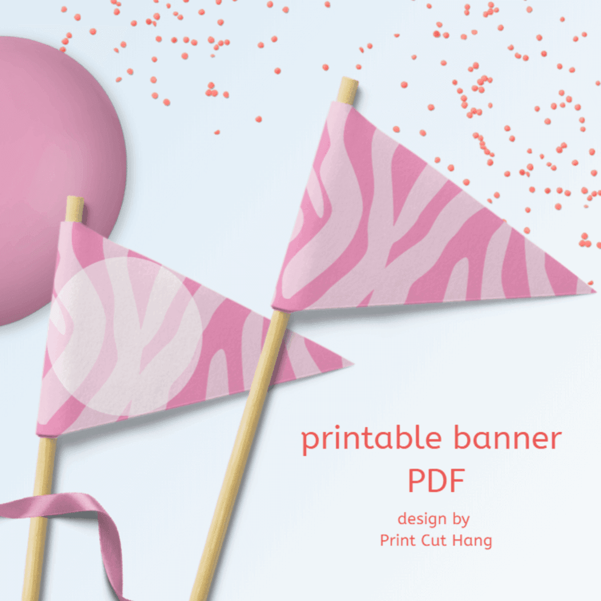 Printable Pink Zebra Party Pennants 