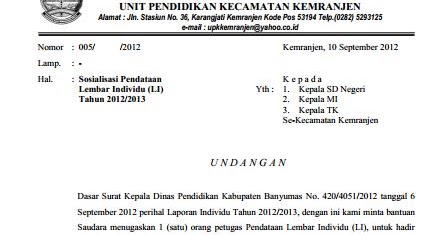 Contoh Surat Undangan Sosialisasi Resmi Kepada Kepala 