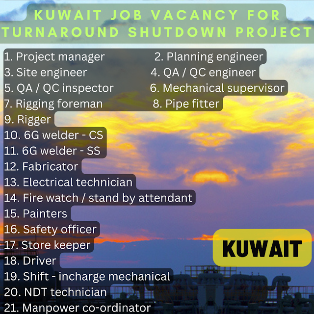 Kuwait job vacancy for Turnaround shutdown project