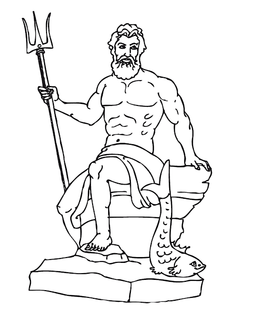 Dibujo para colorear del dios griego Poseidon