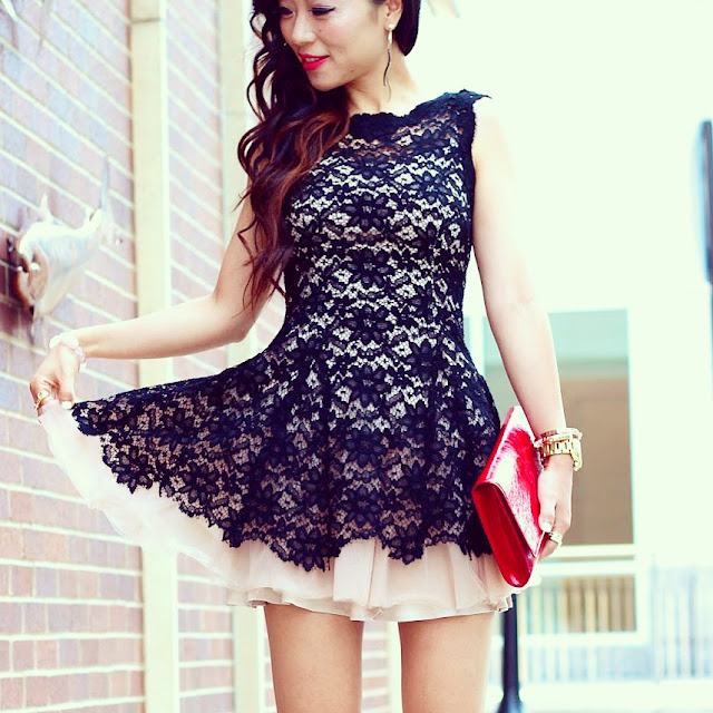 ONE by Nha Khanh Milace Lace Dress, saint laurent clutch, fashion blog