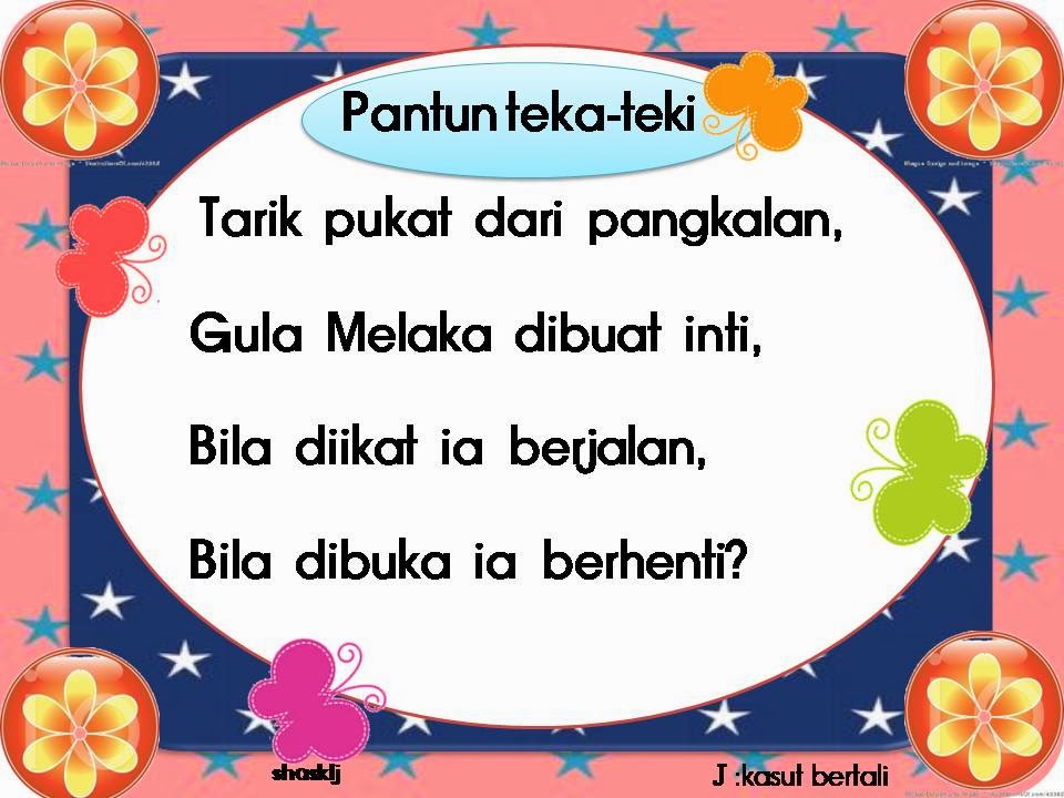 PRA SEKOLAH S K LONG JAAFAR: Pantun teka -teki