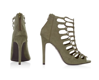 New Look Khaki Suede Caged High Heels