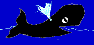 Picture of a big black whale drawn by Taiaha