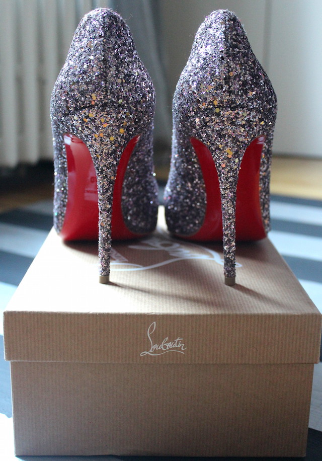 Louboutin pink sparkling shoes