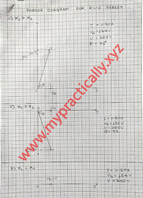 Use Voltmeter, ammeter, wattmeter to determine active, reactive and apparent power consumed in given R-L-C series circuit, draw phasor diagram.