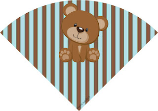 Bear with Stripes in Brown and Light Blue Free Printable Cones.