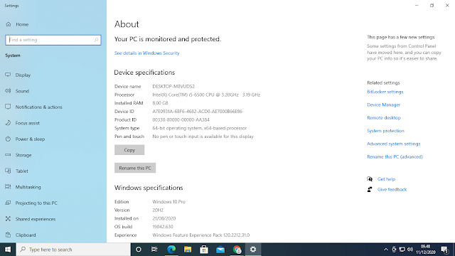 system properties windows 10