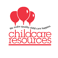 Logo for the Childcare Resources featuring their name and red balloons.