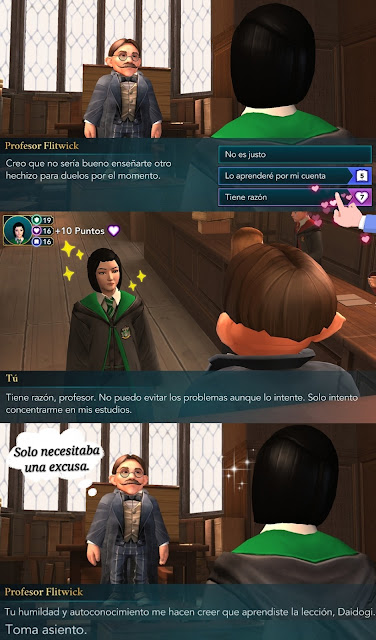 Hogwarts Mystery fotonovela encantamientos flitwick