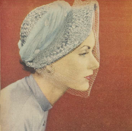 Ice blue straw bonnet 1950 AWW