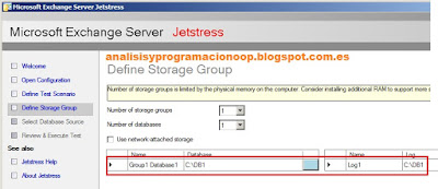 Jetstress define storage group