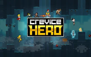 Screenshots of the Crevice hero for Android tablet, phone.
