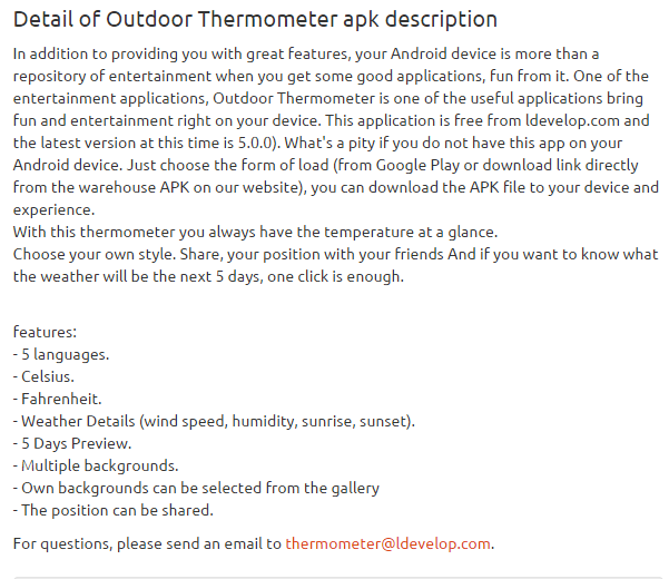 Outdoor Thermometer 5.0.0 apk