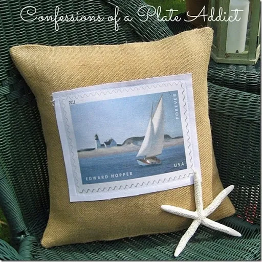 CONFESSIONS OF A PLATE ADDICT Burlap and Canvas Sailboat Pillow2 CONFESSIONS OF A PLATE ADDICT Burlap and Canvas Sailboat Pillow2