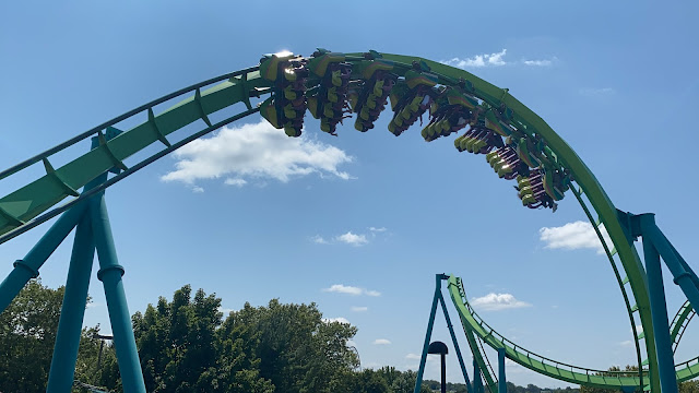 Hydra The Revenge Corkscrew Green Roller Coaster Dorney Park