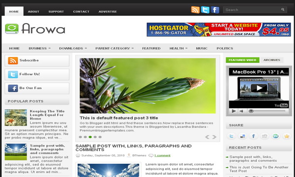 Arowa Blogger Template