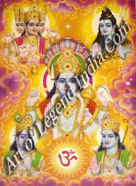 Fused image of Vishnu, Brahma, Shiva and Surya