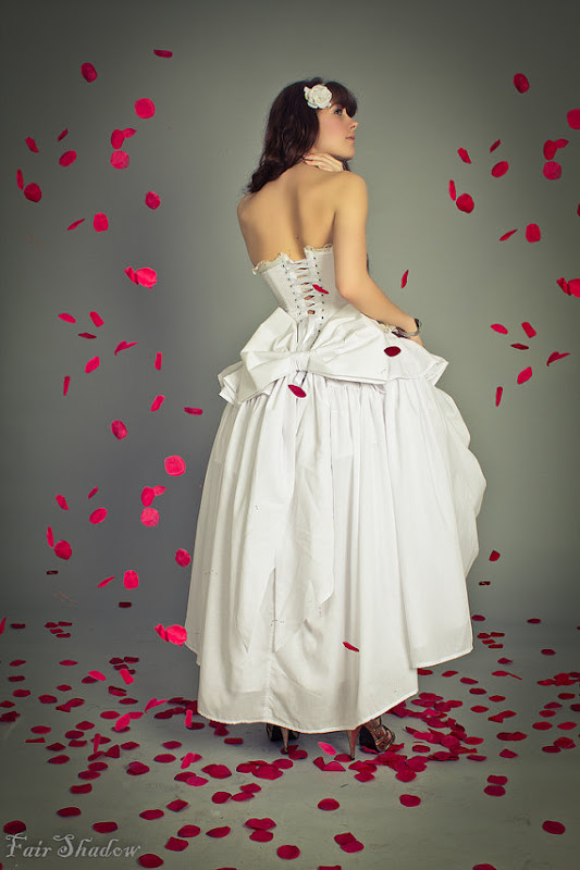 Gothic Lolita Wedding Dress Victorian Cinderella Inspired in White Cotton