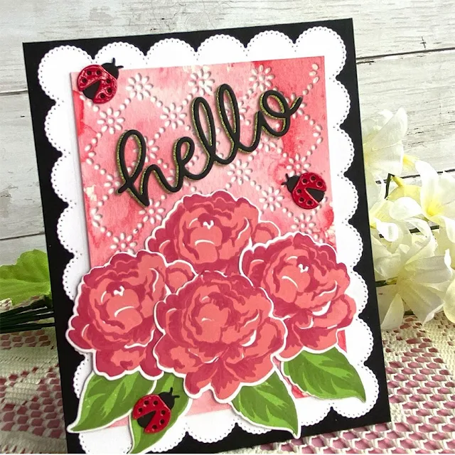 Sunny Studio Stamps: Captivating Camellias Frilly Frame Dies Customer Card by Jen Mathis