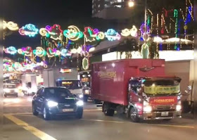 The convoy that rolled through Geylang Serai consisted multiple heavy and large vehicles such as vans, lorries and trucks.