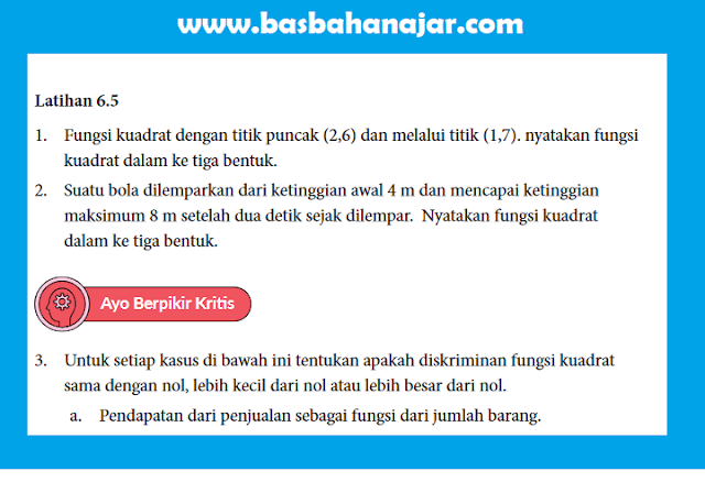 Kunci Jawaban MTK Kelas 10 Halaman 165 Latihan 6.5