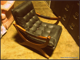 vintage fake leather padded chair