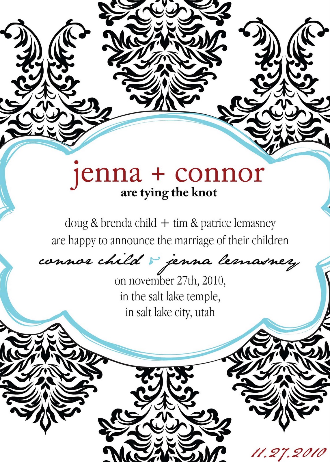 damask wedding invitations