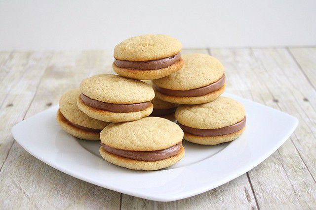 Vanilla Bean Whoopie Pies with Nutella Buttercream Filling
