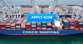 Shipping company hiring crew for container vessel