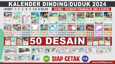Kumpulan Desain Kalender Dinding 2024 CDR PSD