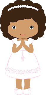 Girls in their First Communion Clip Art.