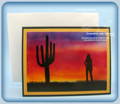 My Handmade Desert Sunset Card and Handmade Envelope.