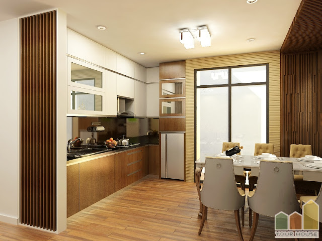 Thiết kế nội thất phòng bếp chung cư hiện đại 