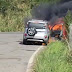 Carro pega fogo no Trevo da Ponte Preta em São José de Ubá-RJ 