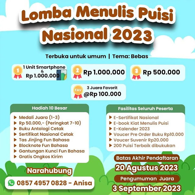  Fun Basaha membuka Lomba Menulis Puisi Nasional tahun  Lomba Menulis Puisi Nasional 2023 Fun Bahasa Untuk Umum